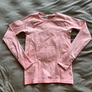 Ivivva girls peach, textured, long sleeve workout top size 14